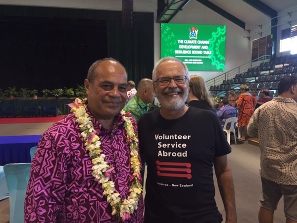 Bruce with New Zealand Minister for Pacific Peoples Aupito William Sio who delivered the Keynote Address at the Climate Change Development and Resilience Round Table