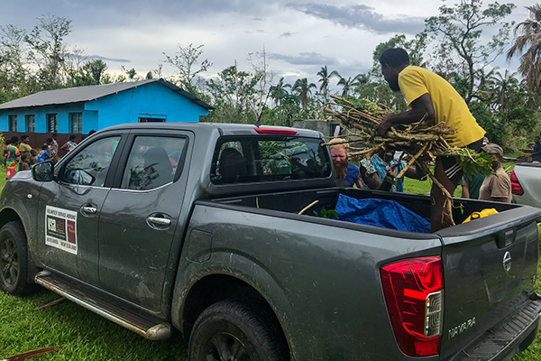 Delivering food to Najara village